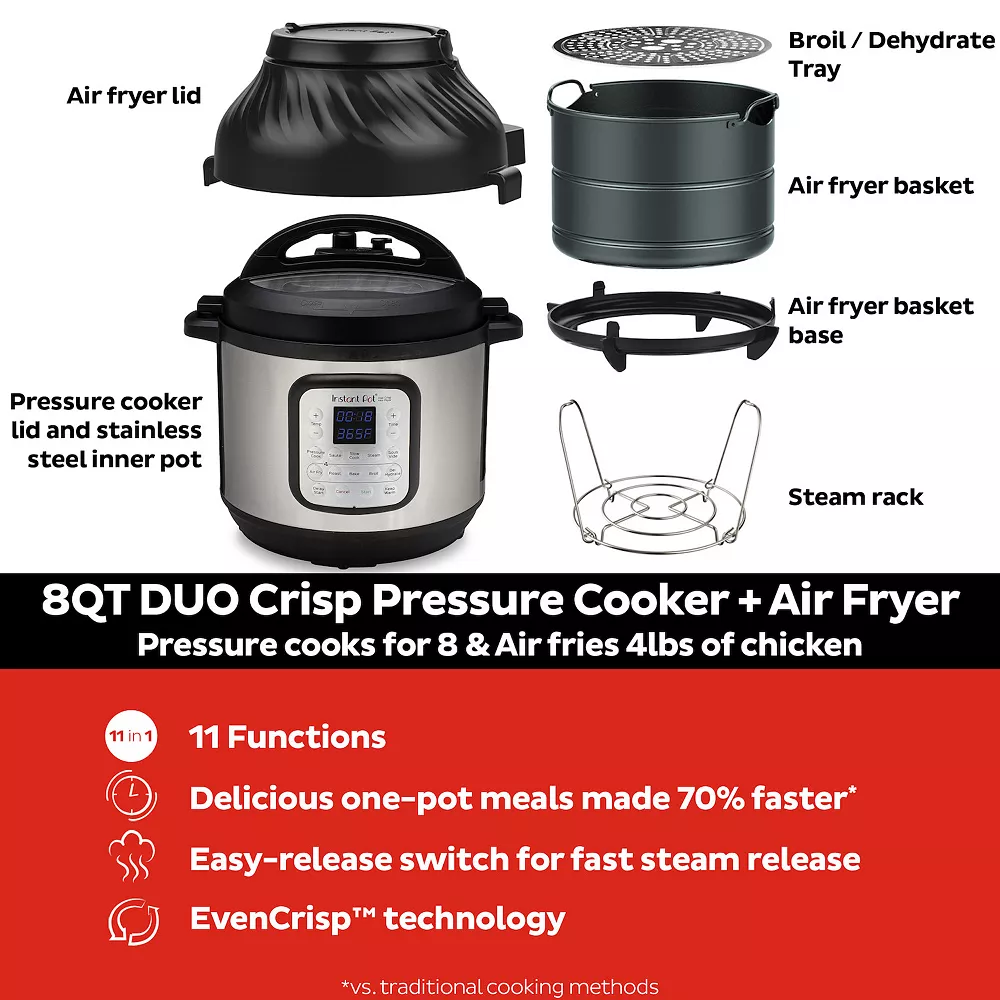 Instant Pot Duo Crisp 8-qt Pressure Cooker & Air Fryer Combo 5 Instant Pot Duo Crisp 8-qt Pressure Cooker & Air Fryer Combo - Image 3