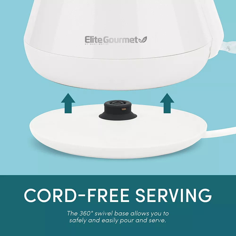 Elite Gourmet 1.2-Liter Stainless Steel Electric Kettle 8 Elite Gourmet 1.2-Liter Stainless Steel Electric Kettle - Image 6