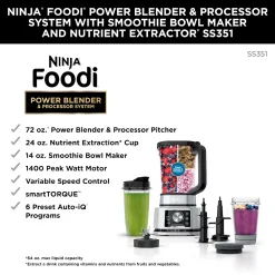 Ninja Foodi Power Blender & Processor System With Smoothie Bowl Maker And Nutrient Extractor 1400 Watts -Zojirushi Sales Store 4438357 ALT2