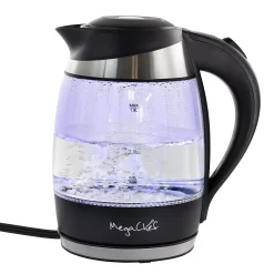 MegaChef 1.8-Liter Glass & Stainless Steel Electric Tea Kettle