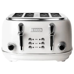 Haden 75013 Heritage 4 Slice Wide Slot Stainless Steel Body Retro Toaster, White