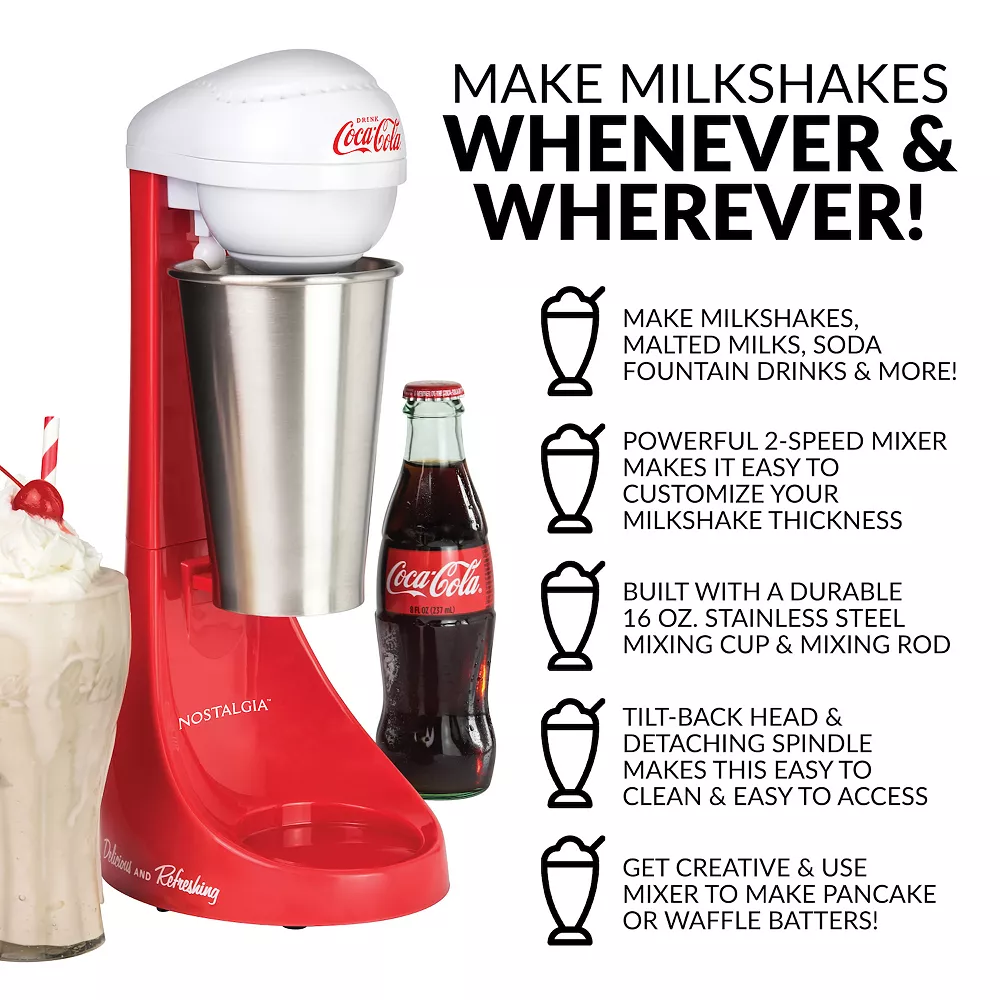 Nostalgia Electrics Coca-Cola Limited Edition Two-Speed Milkshake Maker 4 Nostalgia Electrics Coca-Cola Limited Edition Two-Speed Milkshake Maker - Image 2