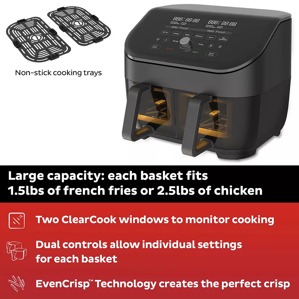Instant Pot Vortex Plus Black Dual-Basket 8-in-1 Air Fryer With ClearCook 4 Instant Pot Vortex Plus Black Dual-Basket 8-in-1 Air Fryer With ClearCook - Image 2