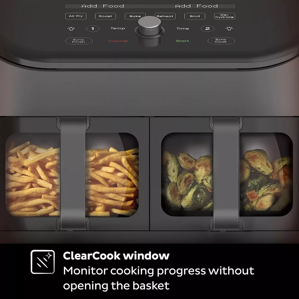 Instant Pot Vortex Plus Black Dual-Basket 8-in-1 Air Fryer With ClearCook 6 Instant Pot Vortex Plus Black Dual-Basket 8-in-1 Air Fryer With ClearCook - Image 4