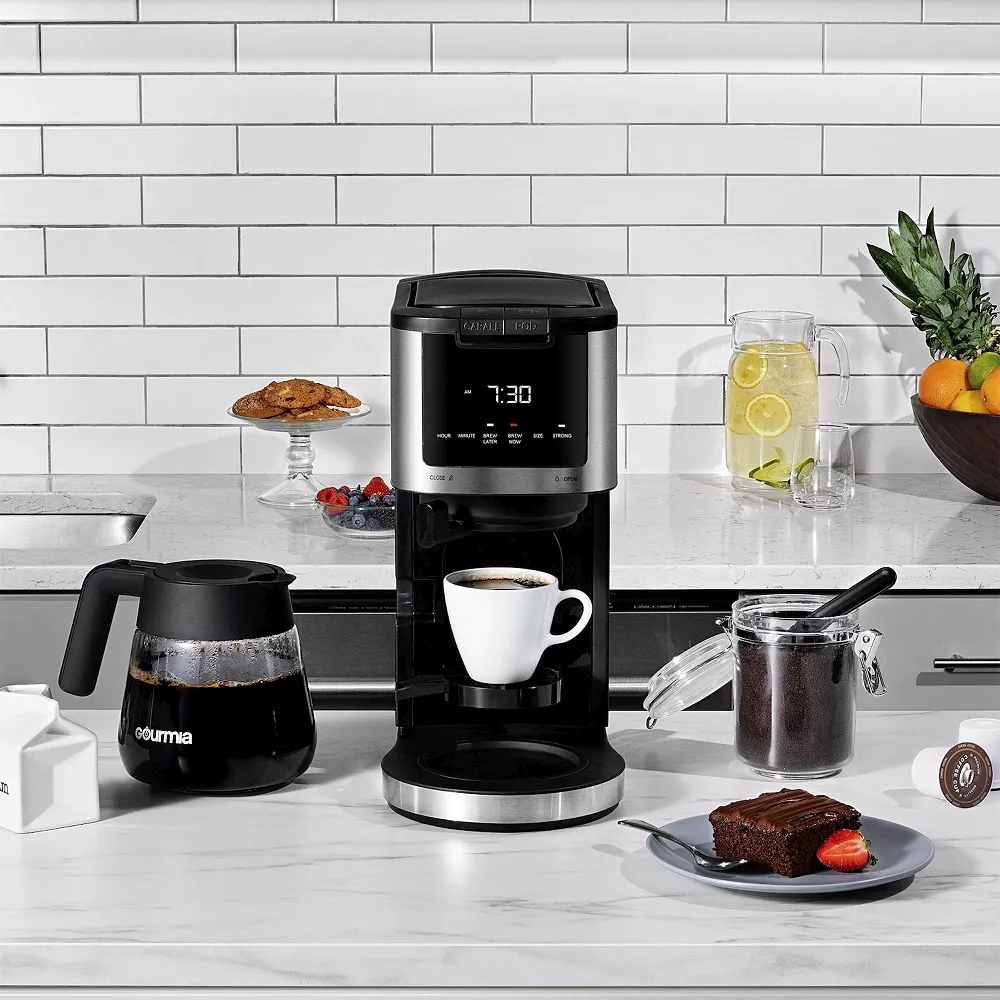 Gourmia 2-in-1 Single Serve & 12-Cup Coffee Maker With Keep Warm, Compatible With K-Cup® Coffee Pods 4 Gourmia 2-in-1 Single Serve & 12-Cup Coffee Maker With Keep Warm, Compatible With K-Cup® Coffee Pods - Image 2