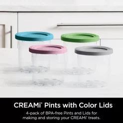Ninja CREAMi Pints And Colored Lids - 4 Pack, Compatible With NC300 Series -Zojirushi Sales Store 5857107 ALT2