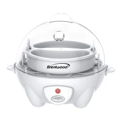 Brentwood TS-1045W Electric Boiled Egg Cooker For 7 Eggs With Omelet Tray, White
