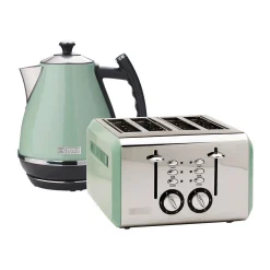 Haden Stainless Steel Retro Toaster & 1.7 Liter Stainless Steel Electric Kettle