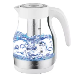 Brentwood Appliances Brentwood Glass 1.7 Liter Electric Kettle With Tea Infuser In White