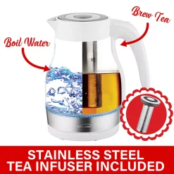 Brentwood Appliances Brentwood Glass 1.7 Liter Electric Kettle With Tea Infuser In White -Zojirushi Sales Store 5959436 ALT2