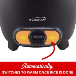 Brentwood Appliances Brentwood 3 Cup Uncooked/6 Cup Cooked Non Stick Rice Cooker In Black -Zojirushi Sales Store 5960760 ALT2