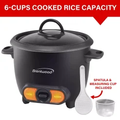 Brentwood Appliances Brentwood 3 Cup Uncooked/6 Cup Cooked Non Stick Rice Cooker In Black -Zojirushi Sales Store 5960760 ALT3