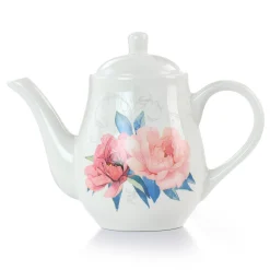 Martha Stewart Gibson Everyday 1.4 Quart Floral Ceramic Tea Pot In White -Zojirushi Sales Store 5960852 ALT2