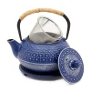 Juvale 3 Piece Set Blue Japanese Cast Iron Teapot, Loose Leaf Tetsubin With Infuser And Trivet (27 Oz) -Zojirushi Sales Store 6096301