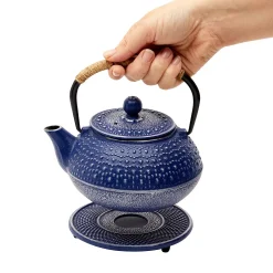 Juvale 3 Piece Set Blue Japanese Cast Iron Teapot, Loose Leaf Tetsubin With Infuser And Trivet (27 Oz) -Zojirushi Sales Store 6096301 ALT2