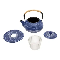 Juvale 3 Piece Set Blue Japanese Cast Iron Teapot, Loose Leaf Tetsubin With Infuser And Trivet (27 Oz) -Zojirushi Sales Store 6096301 ALT3