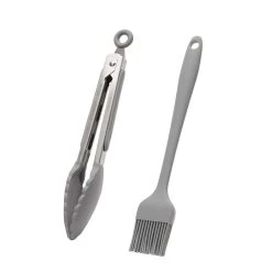 Juvale 4-Piece Set Silicone Pot Basket With Handles, Brush, Tongs For Air Fryer Liner (7.5 In, Gray) -Zojirushi Sales Store 6192363 ALT3