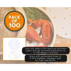 Juvale 100 Pack Steamer Pot Perforated Parchment Liners 8 Inch Round, Steamer Paper (White) -Zojirushi Sales Store 6237277 ALT3
